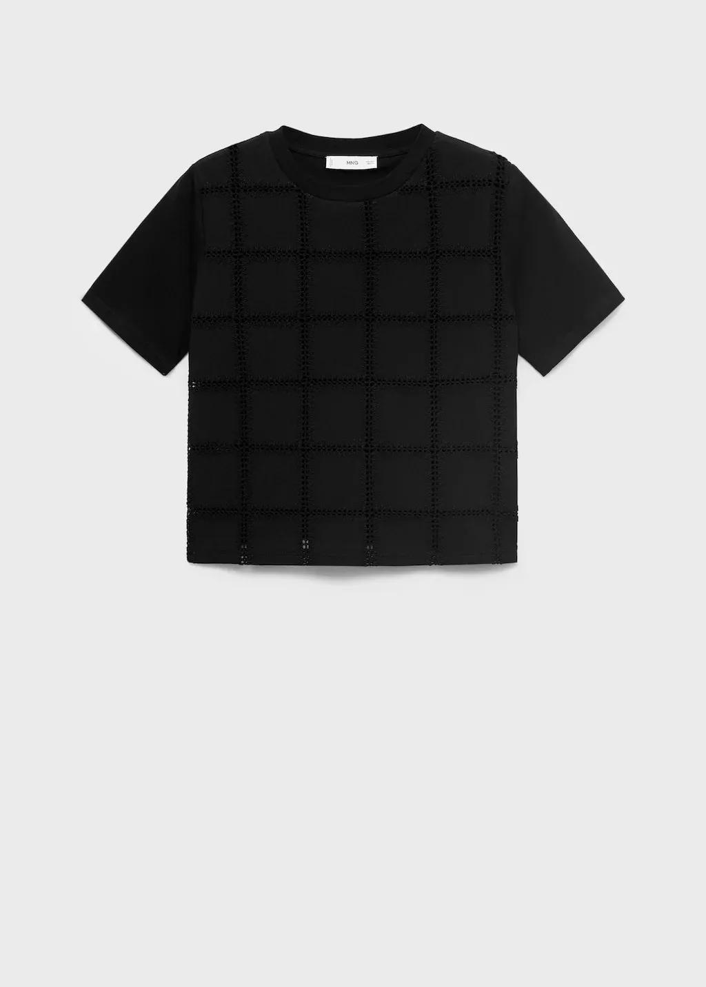 Black Embroidered Detail T-Shirt, , large image number 3