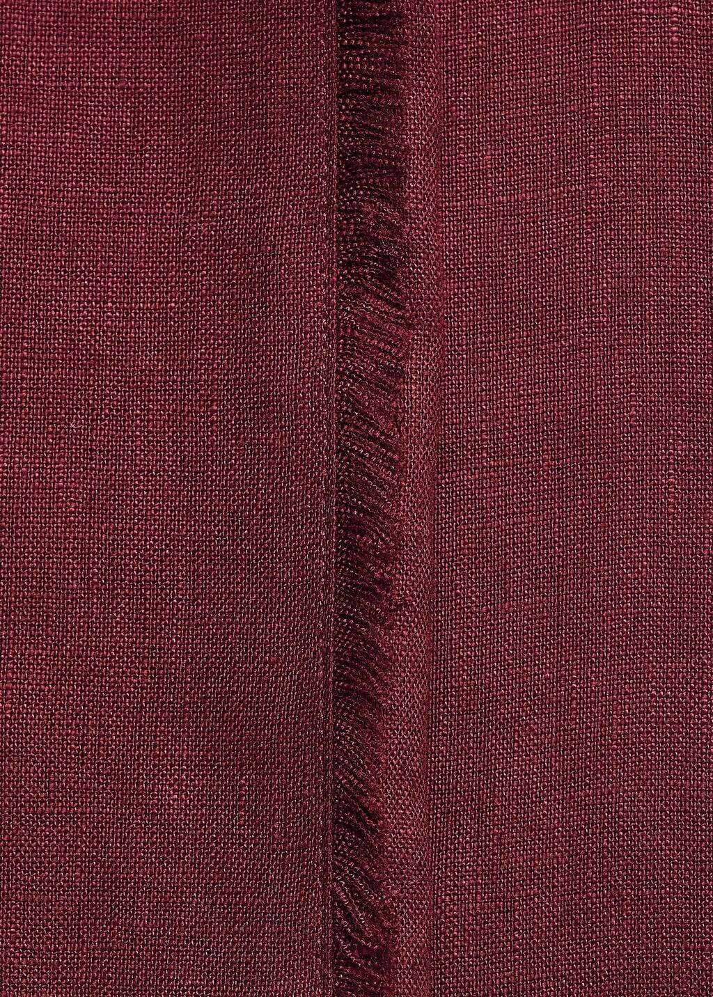 Burgundy Linen Suit Trousers With Frayed Ends, , large image number 4