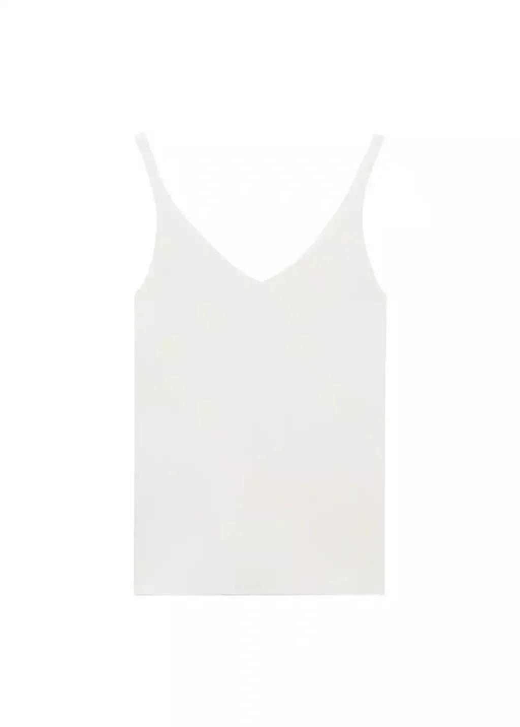 Cream V-Neck Knitted Top, , large image number 3