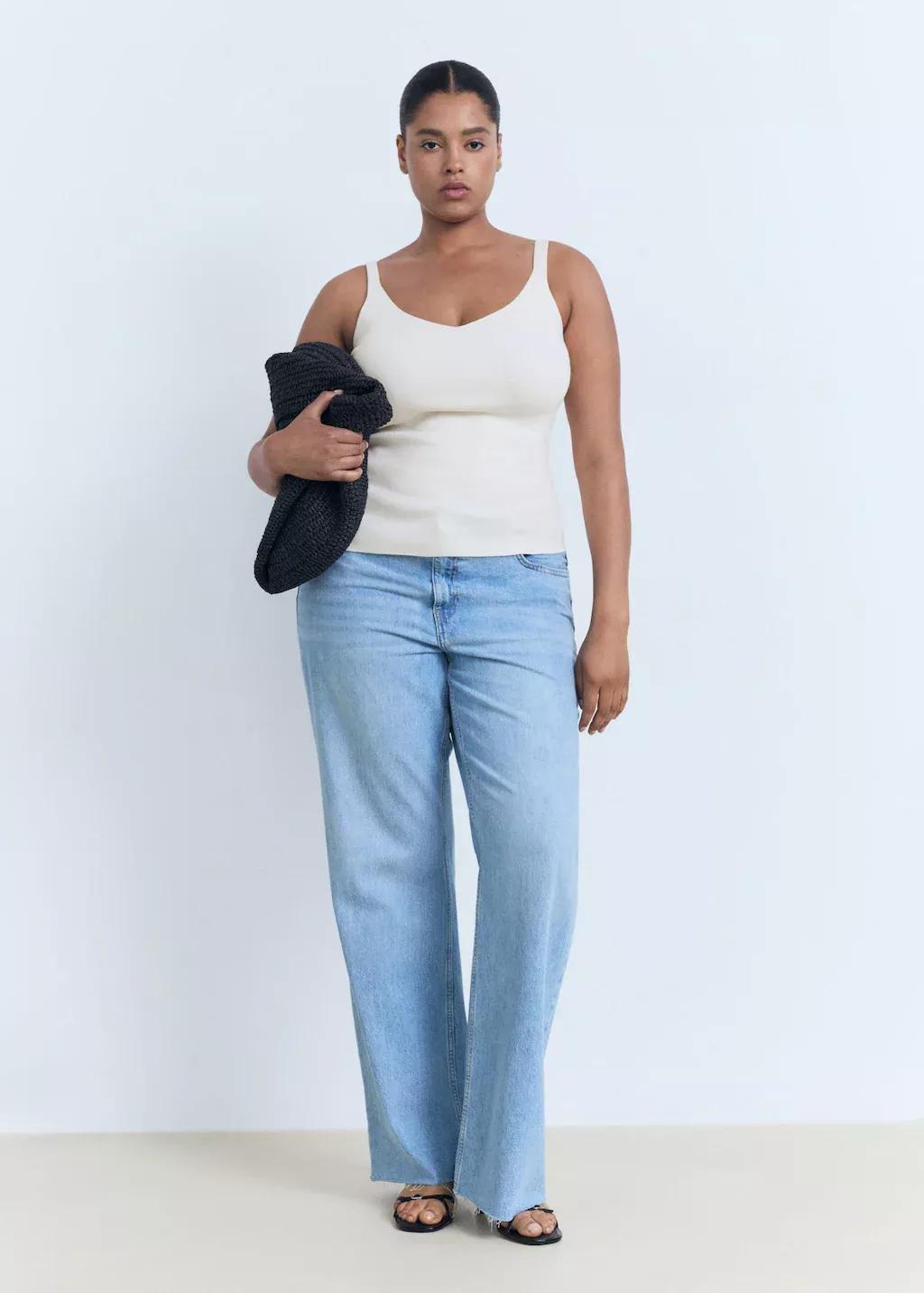 Cream V-Neck Knitted Top, , large image number 4