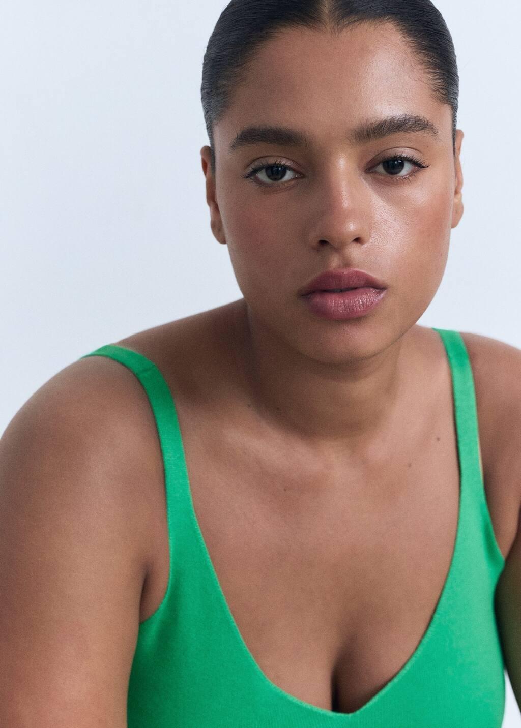 Green V-Neck Knitted Top, , large image number 4