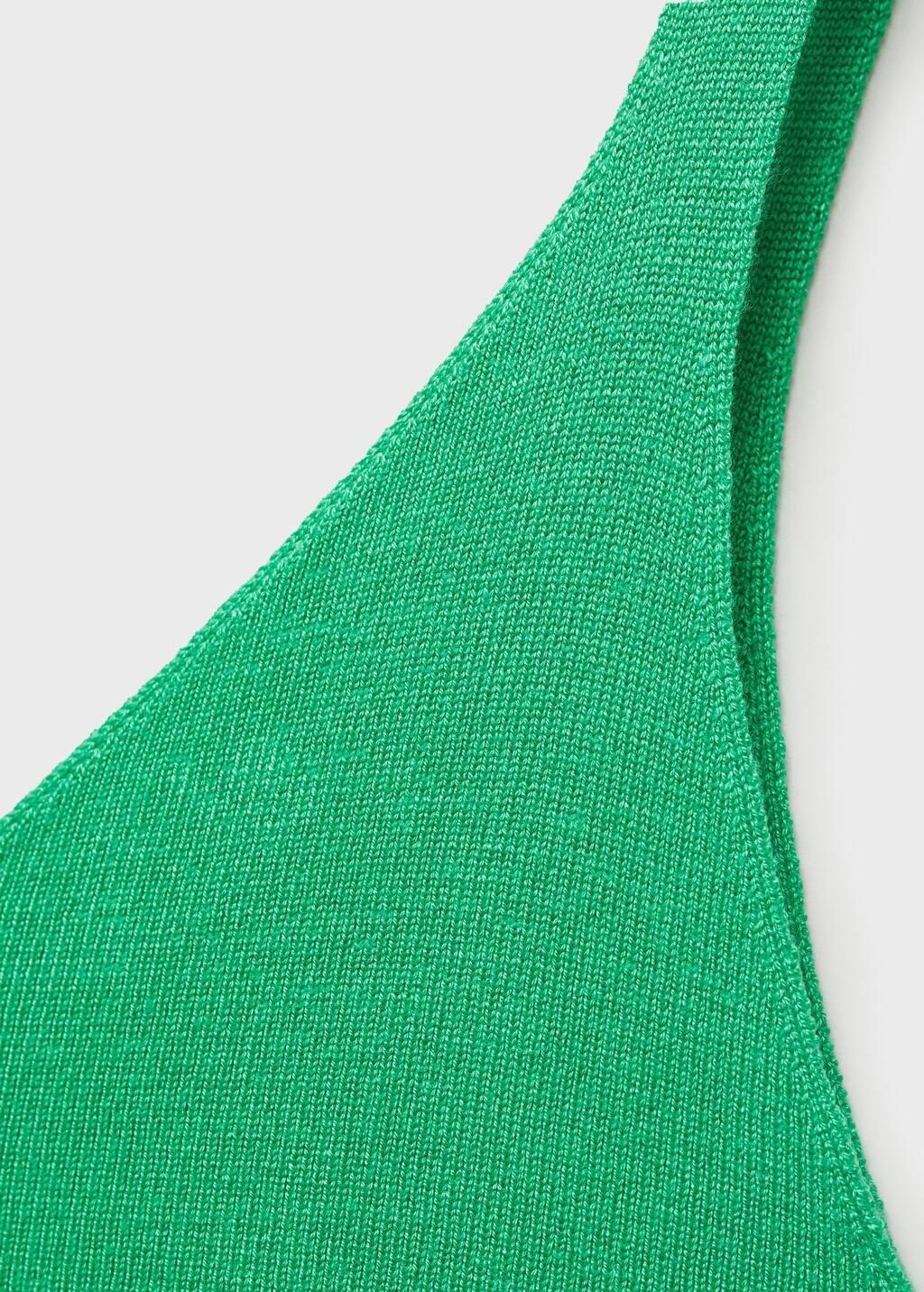 Green V-Neck Knitted Top, , large image number 6
