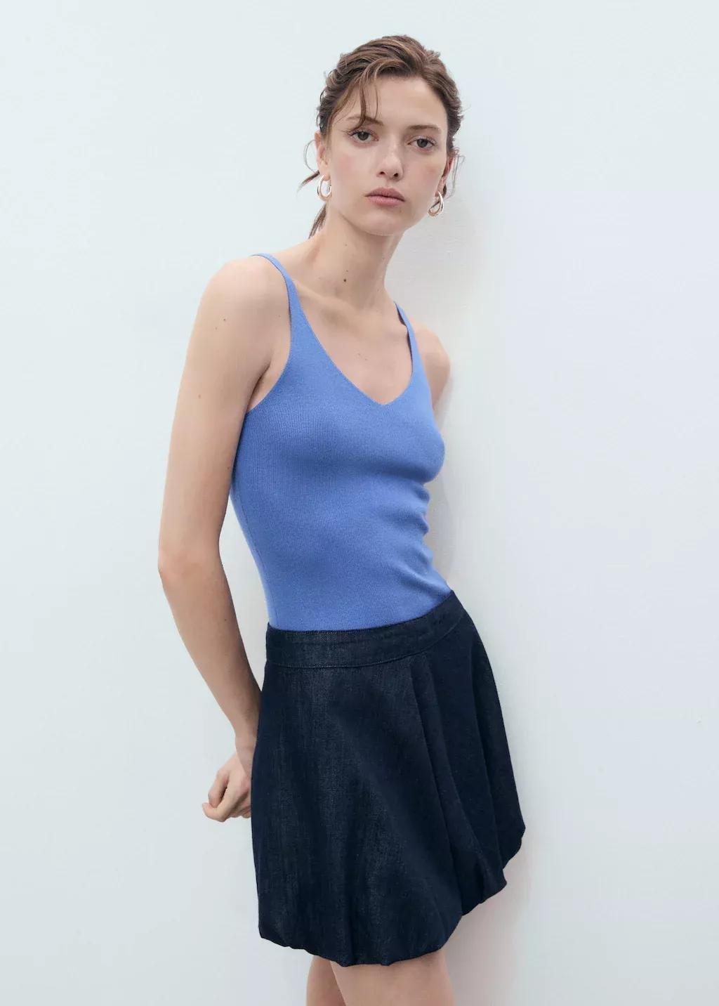 LT-PASTEL BLUE V-neck knitted top, Light-Pastel Blue, large image number 0