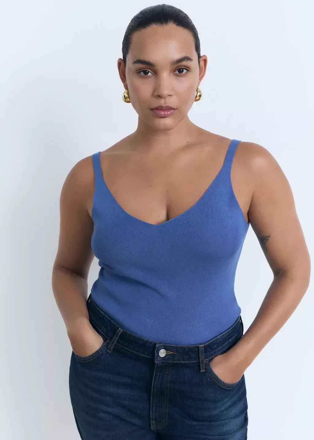 LT-PASTEL BLUE V-neck knitted top, Light-Pastel Blue, large image number 5