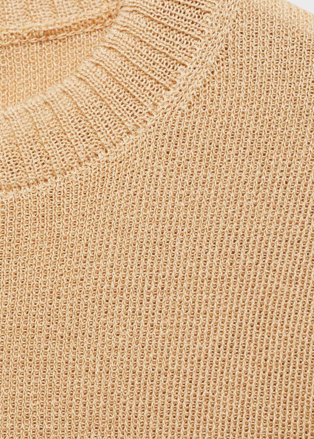 Beige Short-Sleeved Crop Sweater, , large image number 2