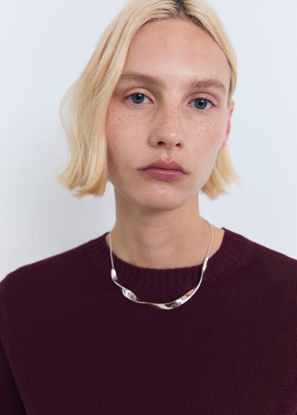Burgundy Short-Sleeved Crop Sweater, , large image number 2