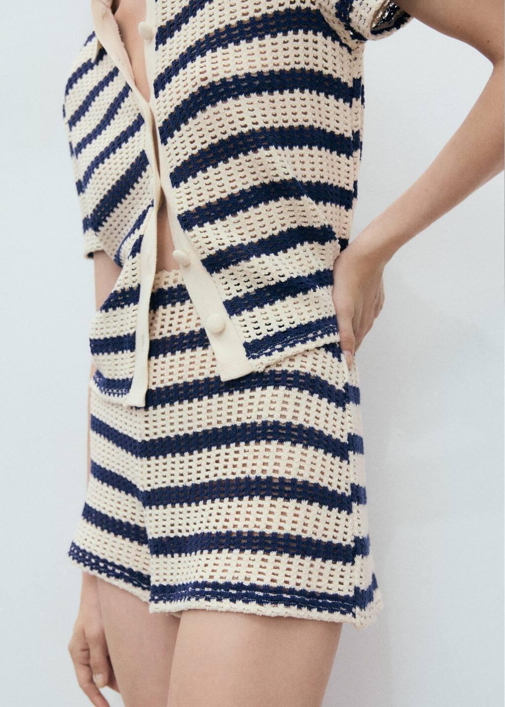 NAVY Striped crochet shorts, Navy, large image number 2