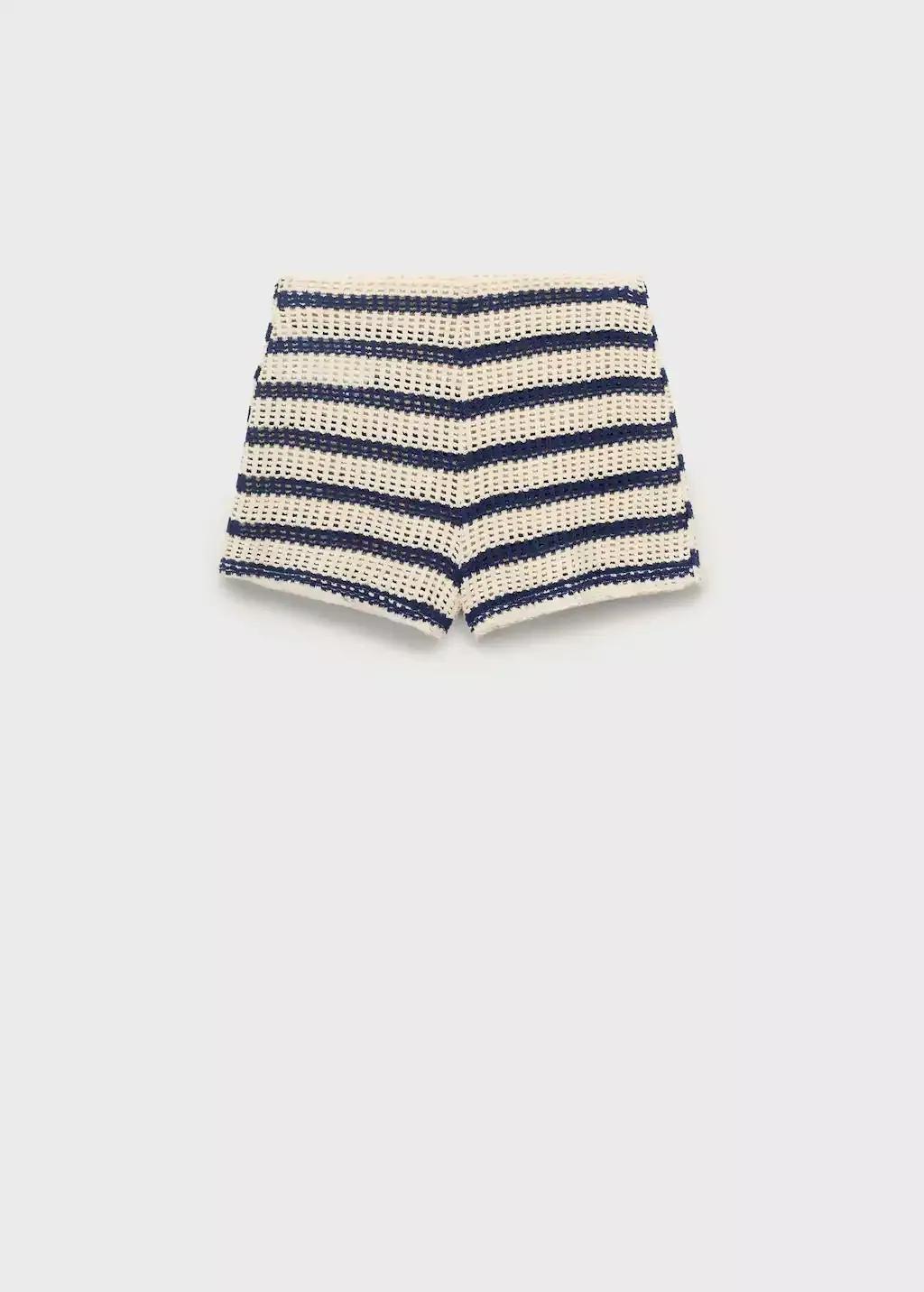 NAVY Striped crochet shorts, Navy, large image number 3