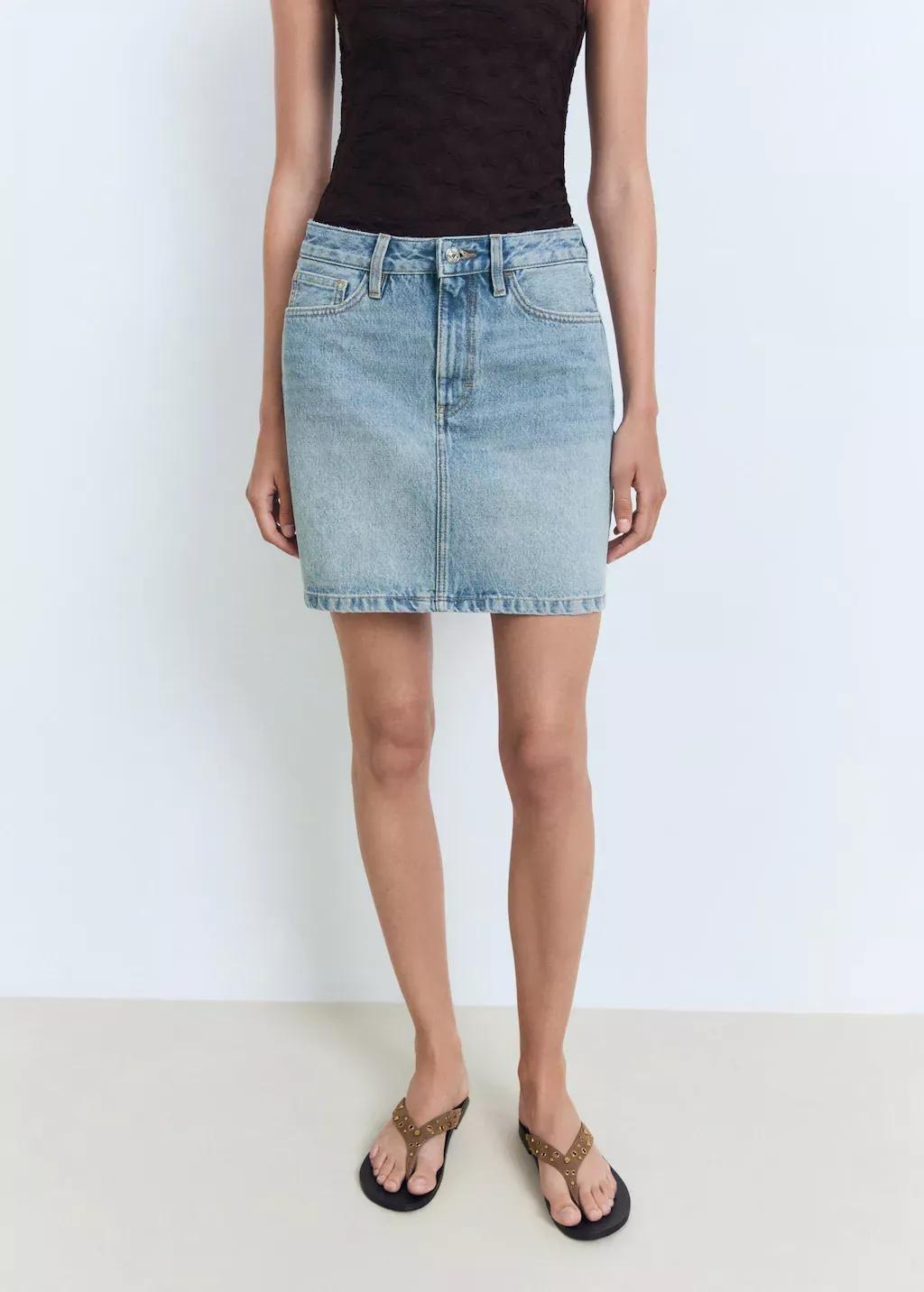Blue Denim Mini Skirt, , large image number 0