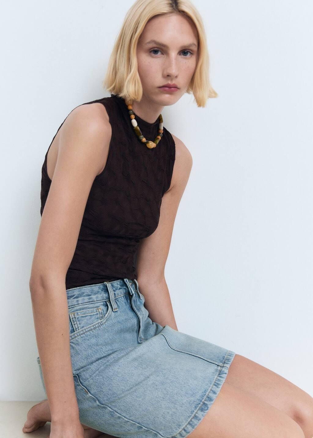 Blue Denim Mini Skirt, , large image number 2