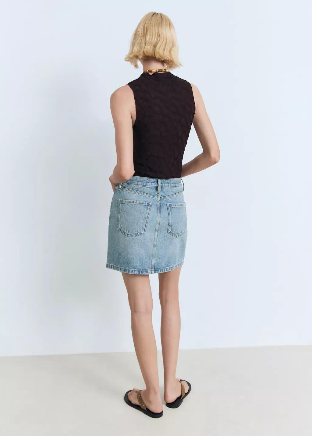 Blue Denim Mini Skirt, , large image number 5