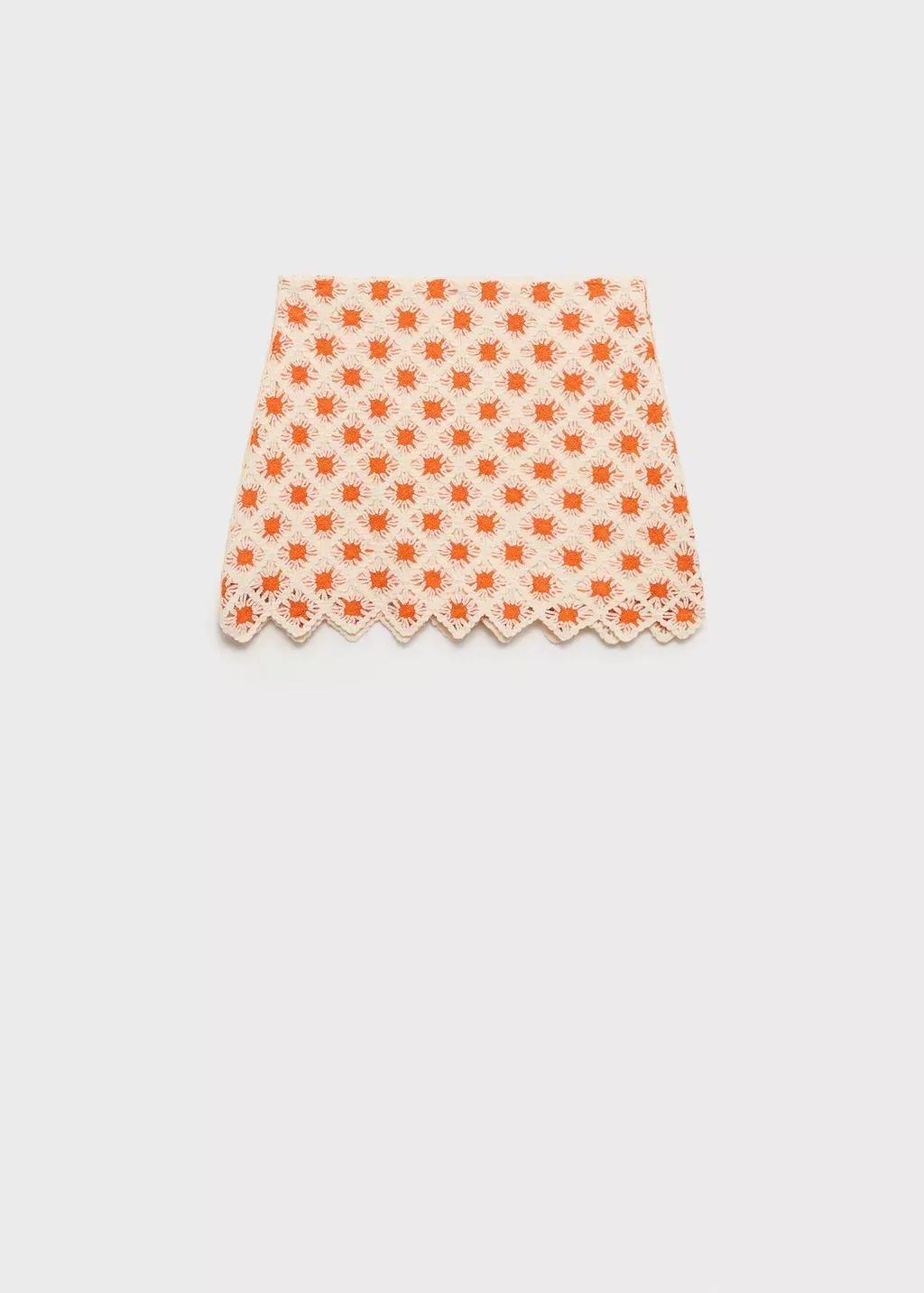 ORANGE Crochet mini skirt, , large image number 3
