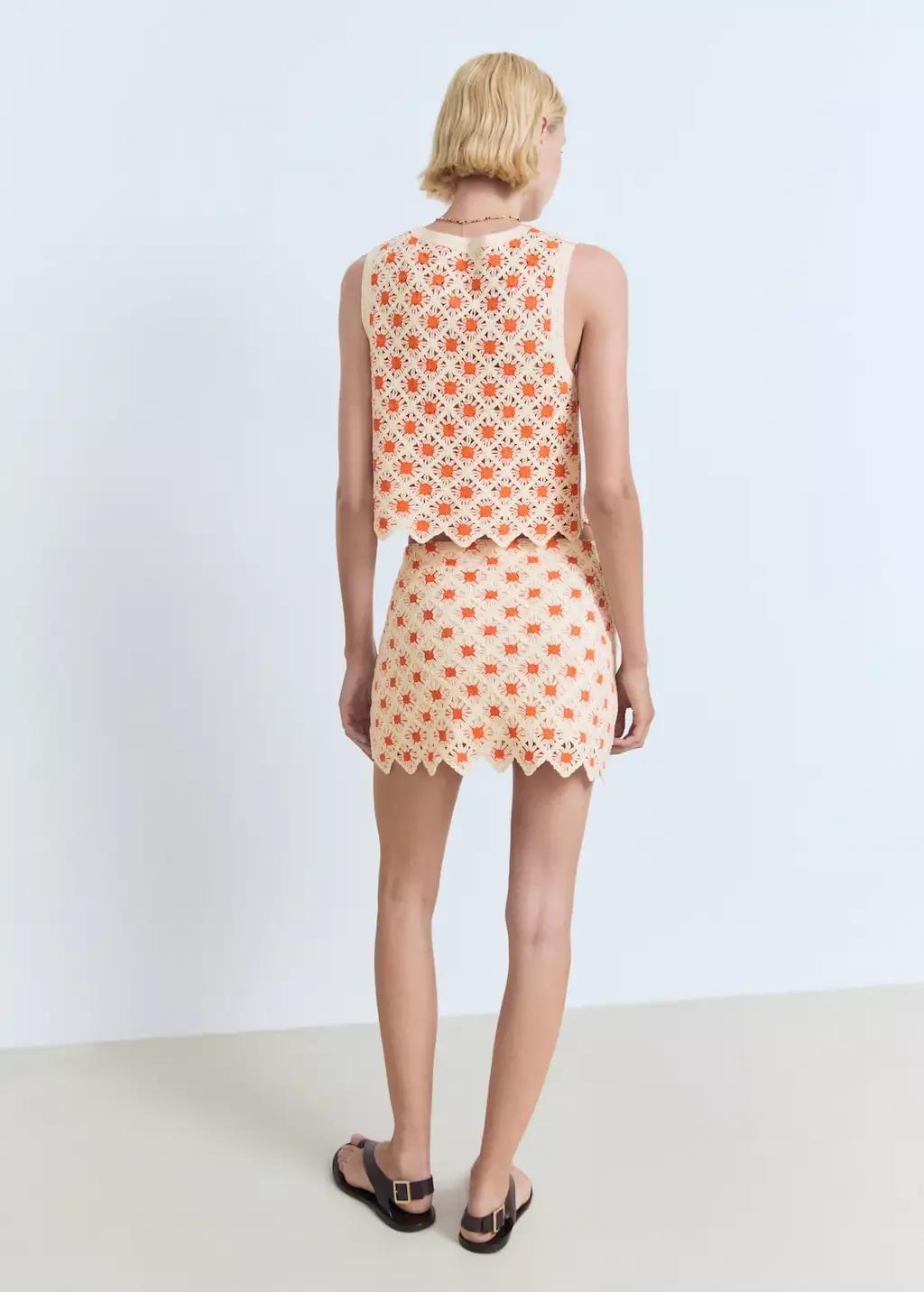 ORANGE Crochet mini skirt, , large image number 6