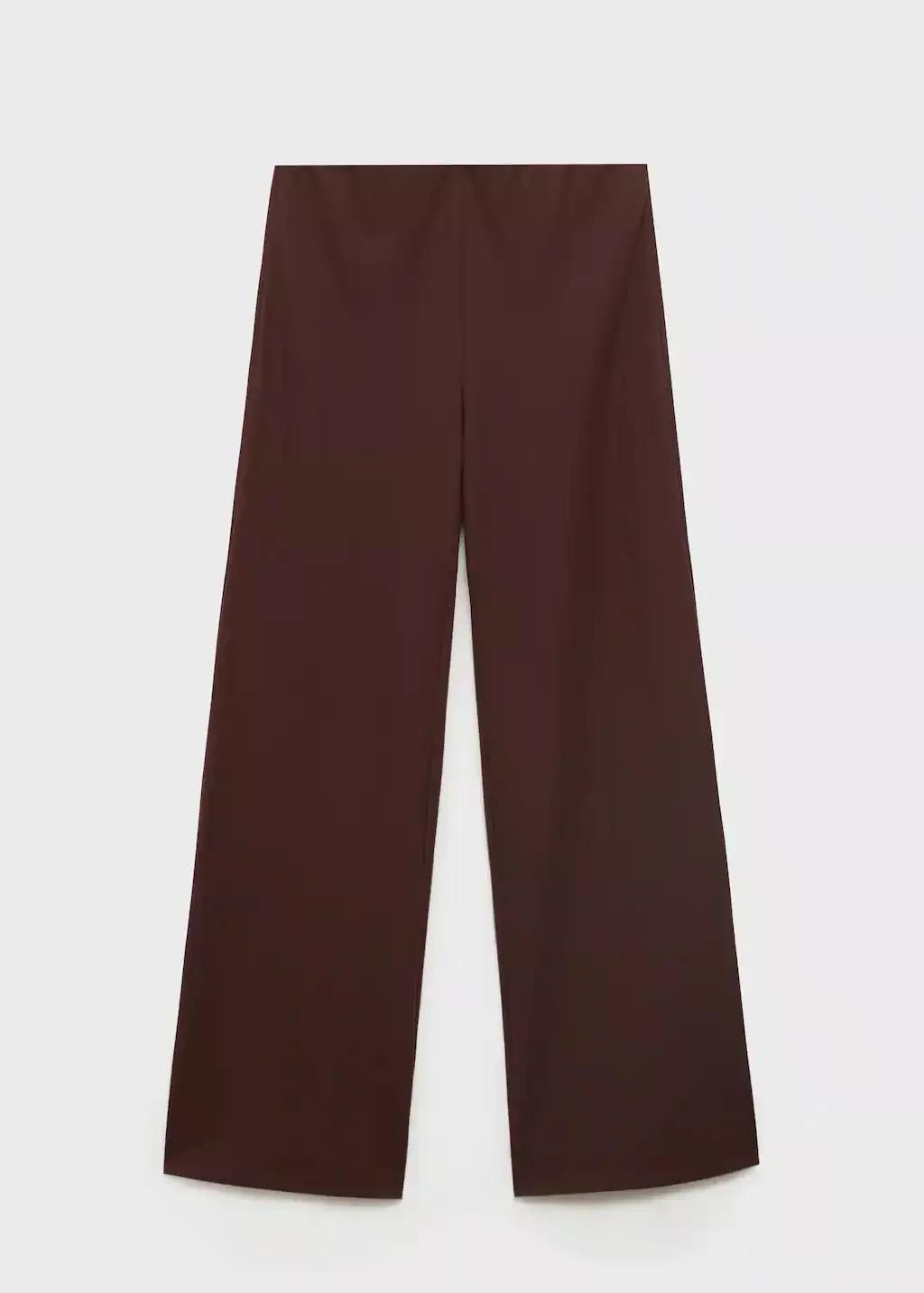 Brown Flowy Straight-Fit Trousers, , large image number 3