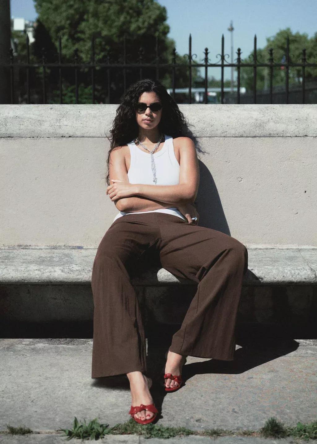 Brown Flowy Straight-Fit Trousers, , large image number 5