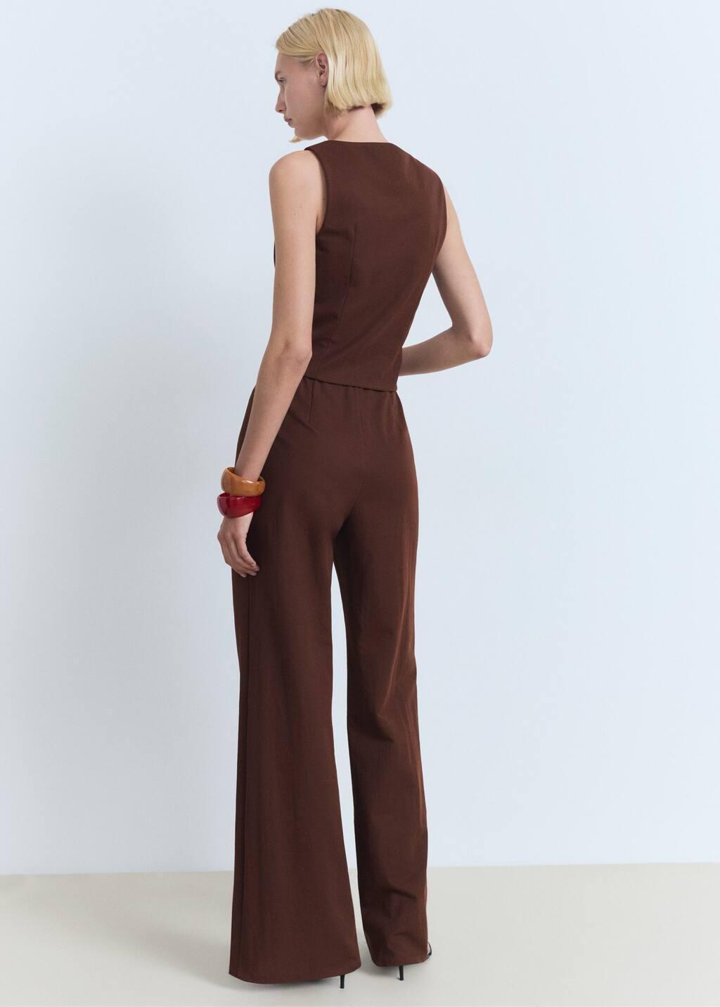 Brown Flowy Straight-Fit Trousers, , large image number 6