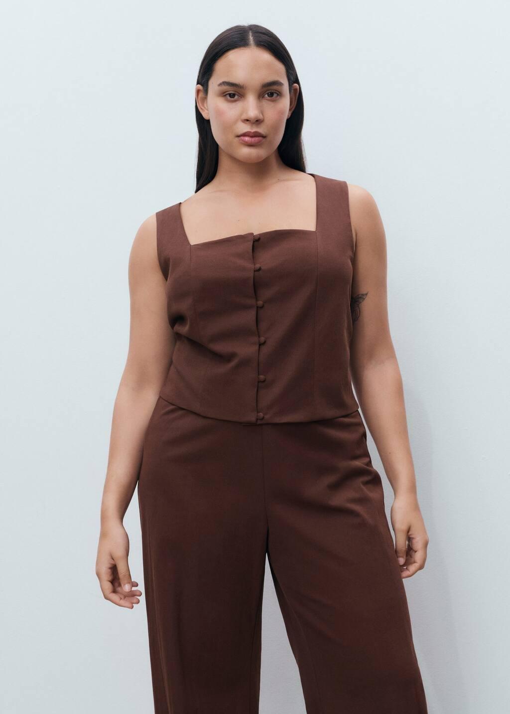 DARK BROWN Flowy straight-fit trousers, Dark Brown, large image number 9