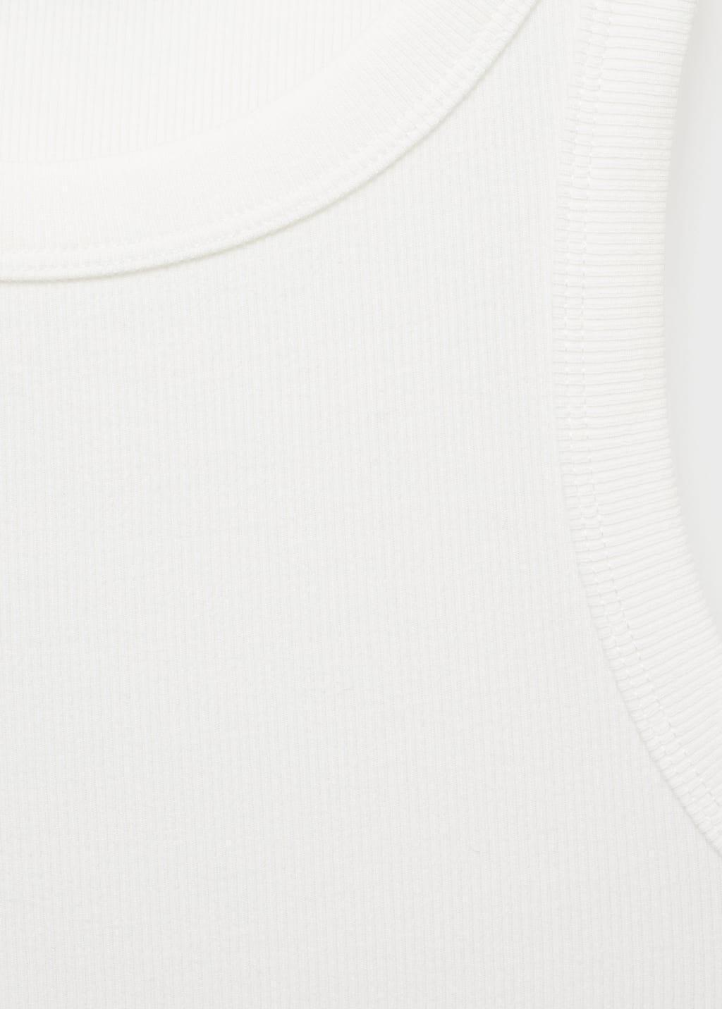 White Ribbed Cotton-Blend Top, White, large image number 4