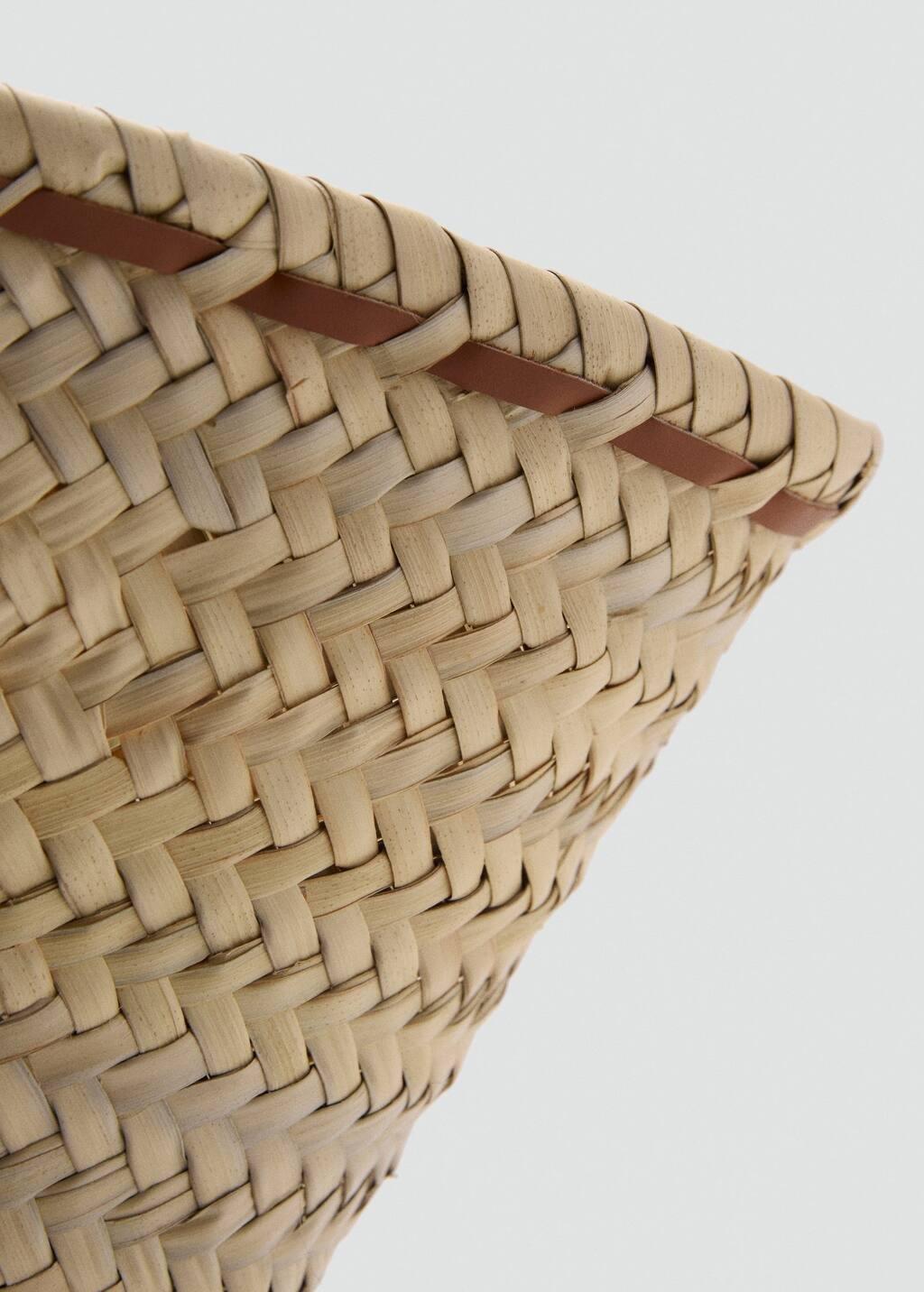 MEDIUM BROWN Large natural fibre basket with leather handle, Medium Brown, large image number 5