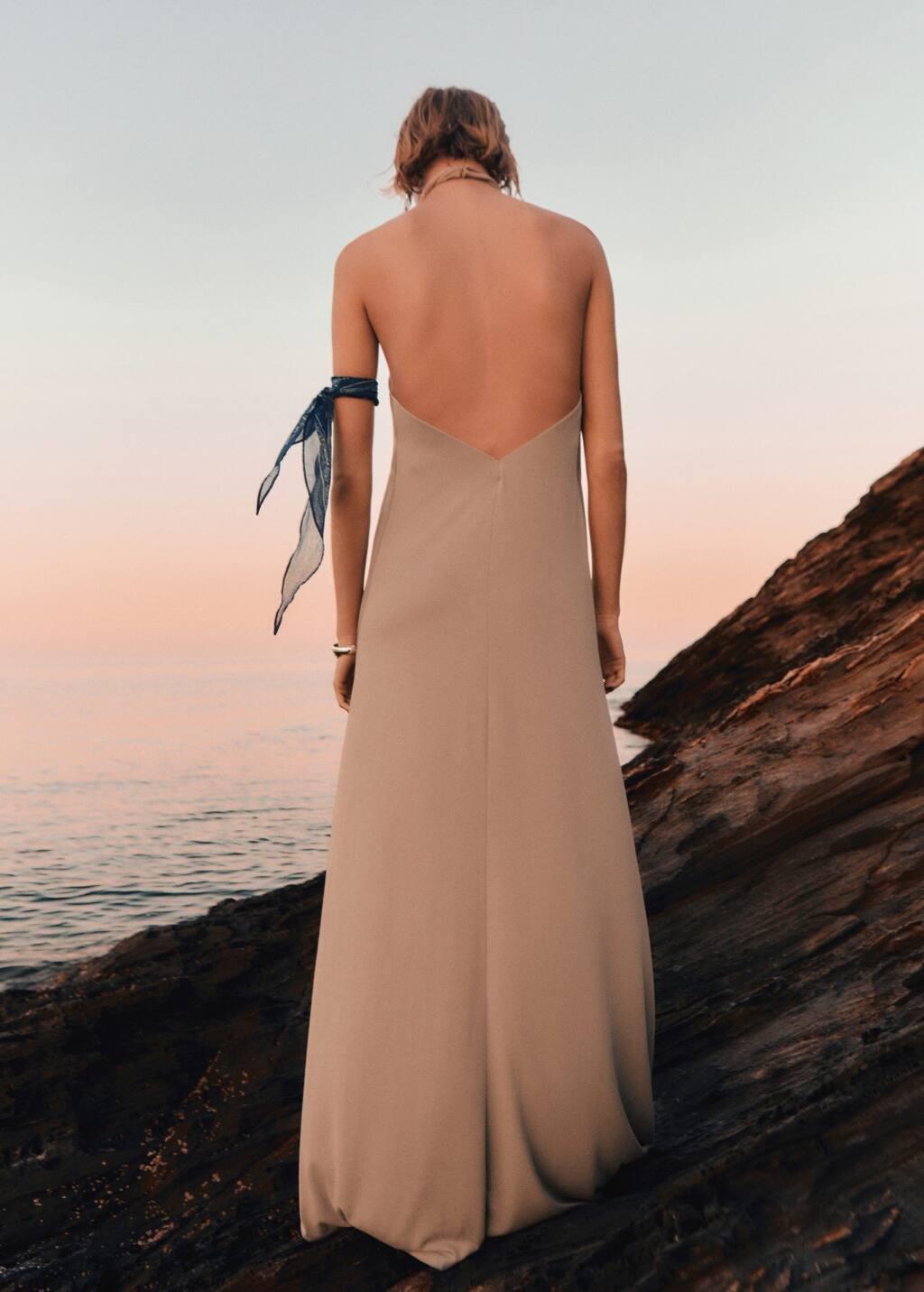LT PASTEL GREY Long halter wrap dress, , large image number 4