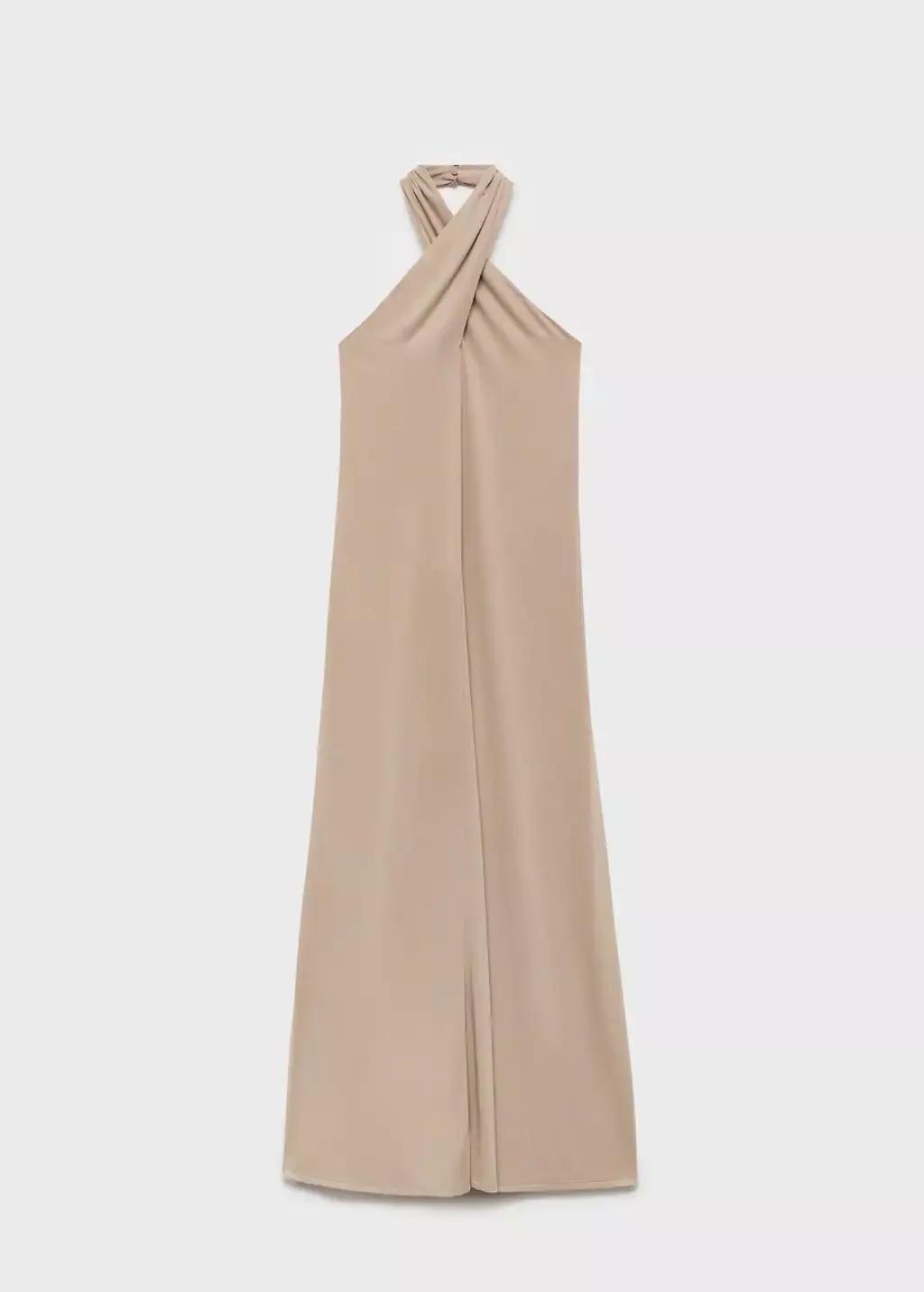 Grey Long Halter Wrap Dress, Light Pastel Grey, large image number 4