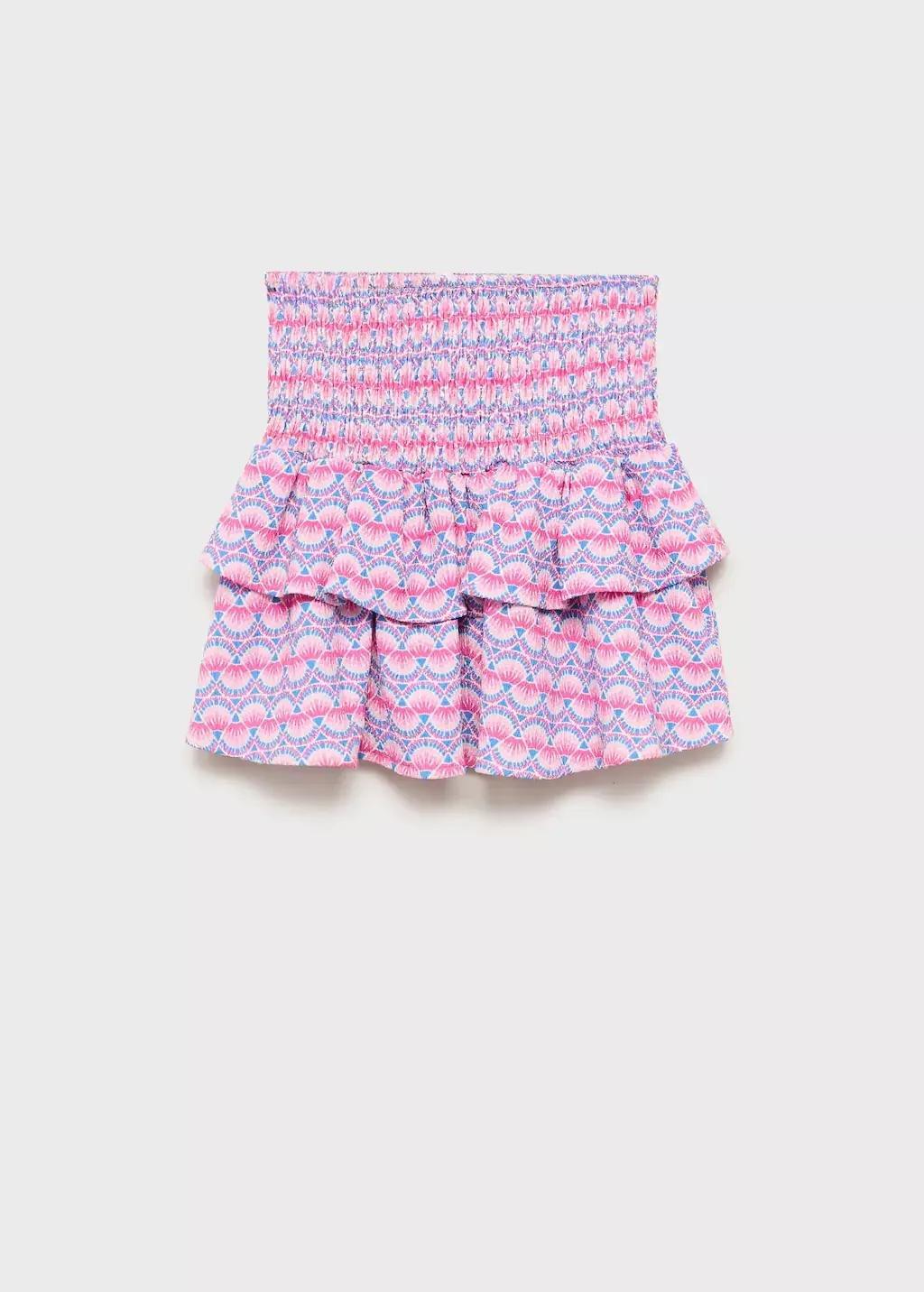Pink Printed Skirt With Ruffles, Kids Girls, , large image number 0