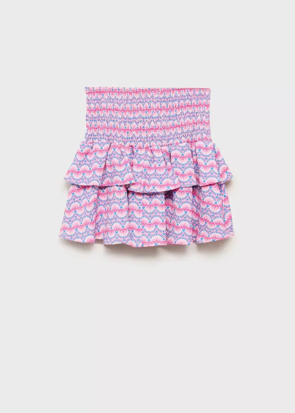 Pink Printed Skirt With Ruffles, Kids Girls, , large image number 1