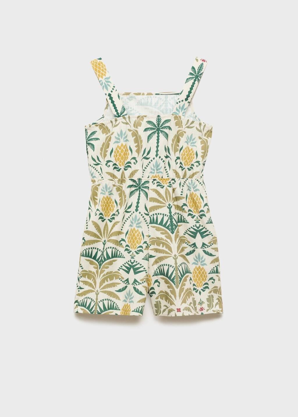 Green Tropical Print Jumpsuit, Kids Girls, , large image number 1