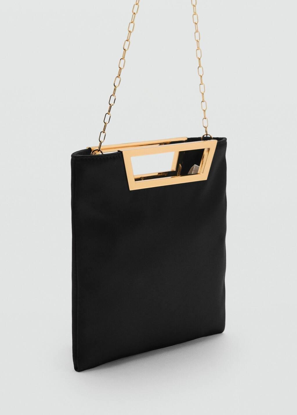 Black Handbag With Metal Handle, Black, large image number 0