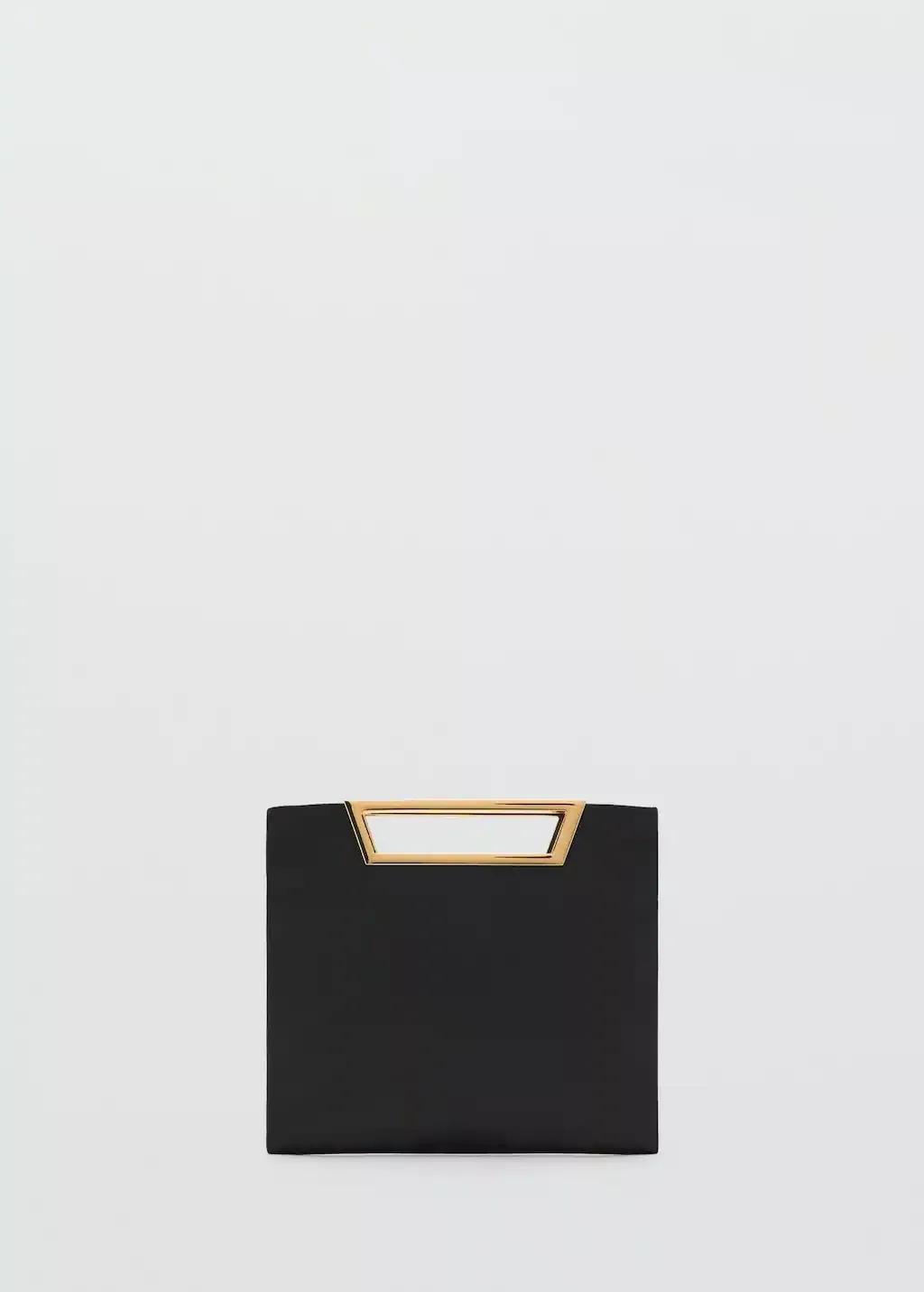 Black Handbag With Metal Handle, Black, large image number 3