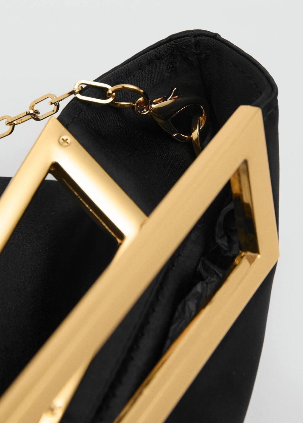 Black Handbag With Metal Handle, Black, large image number 4