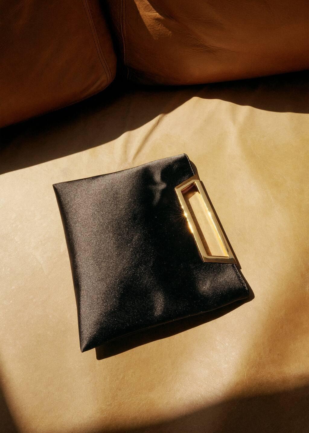 Black Handbag With Metal Handle, Black, large image number 5