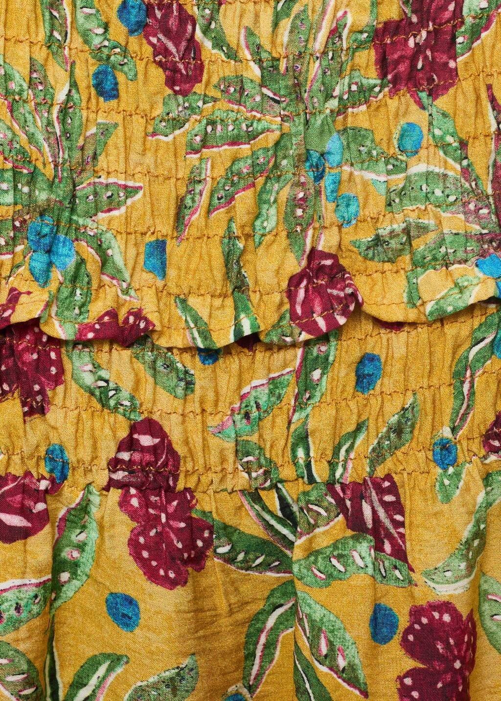 Yellow Printed Ruched Dress, Kids Girls, , large image number 2