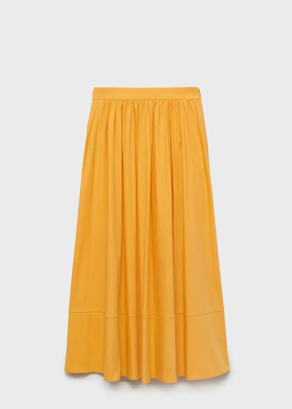 Yellow Long Gathered Skirt, , large image number 3