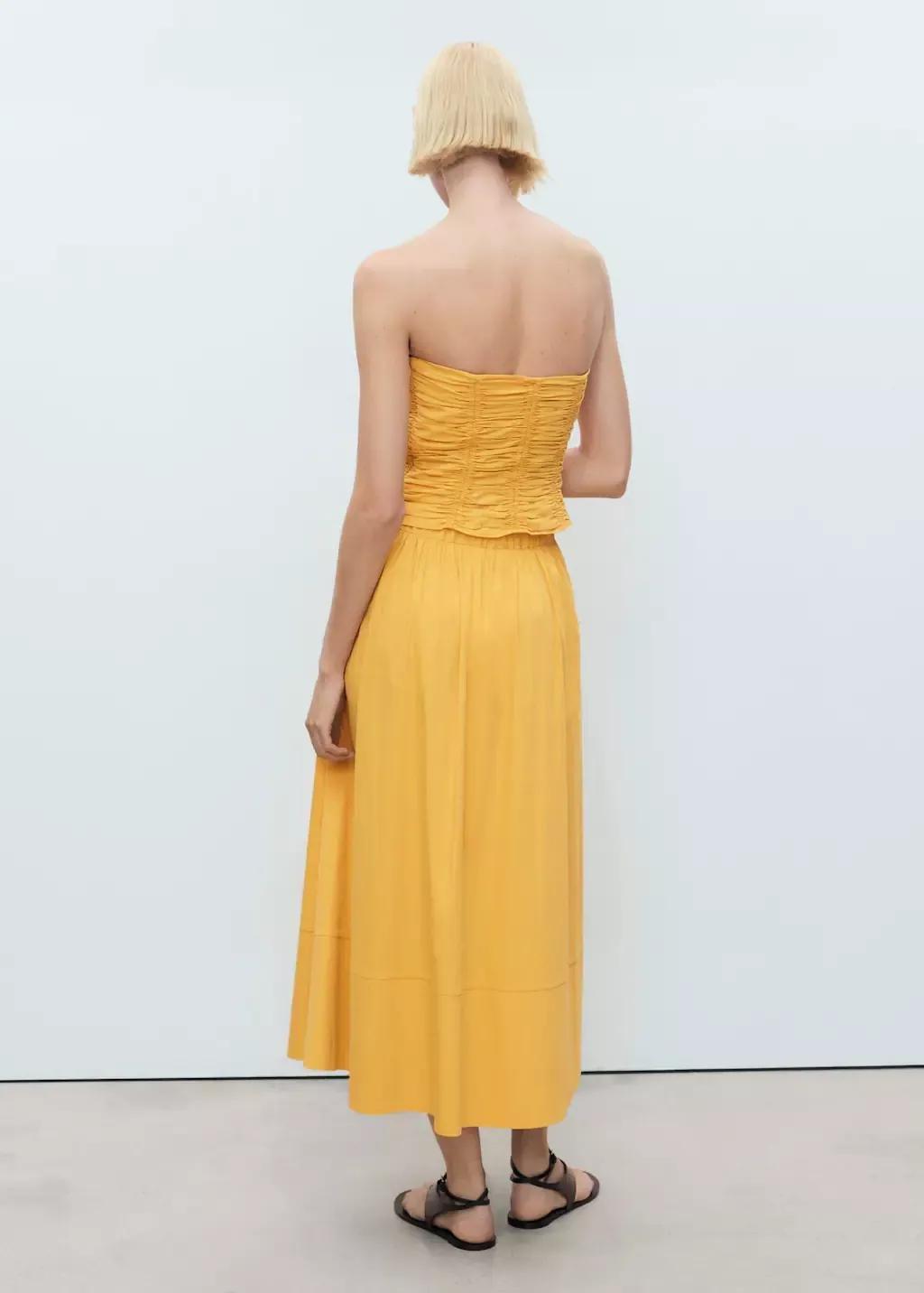 Yellow Long Gathered Skirt, , large image number 6