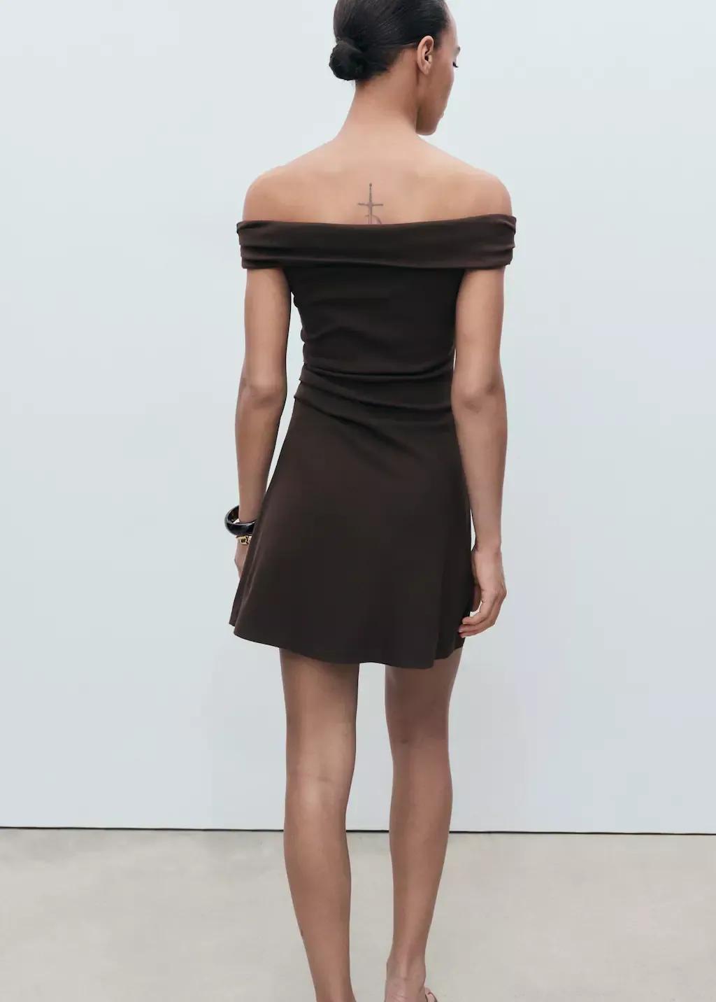 Brown Short Strapless Dress, 0201_30, large image number 2