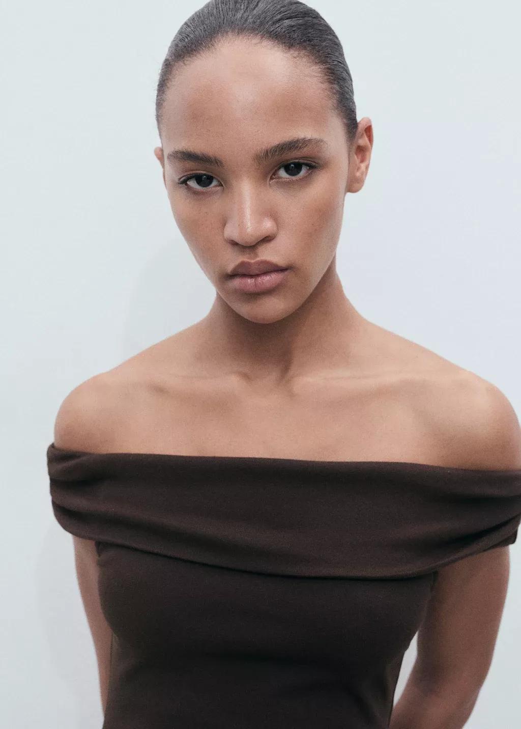 Brown Short Strapless Dress, 0201_30, large image number 4