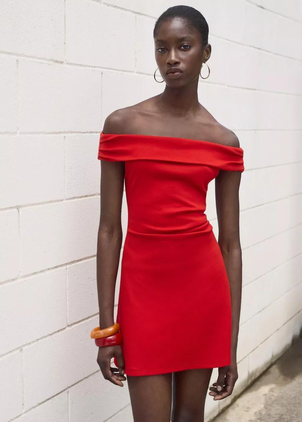 Red Short Strapless Dress, 0201_70, large image number 1