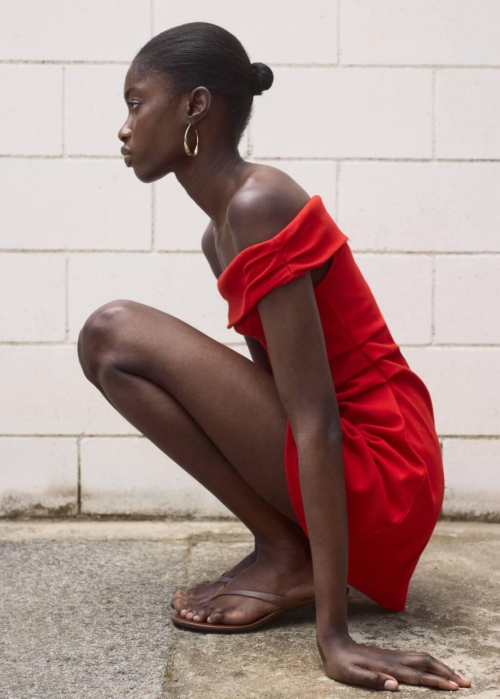 Red Short Strapless Dress, 0201_70, large image number 3