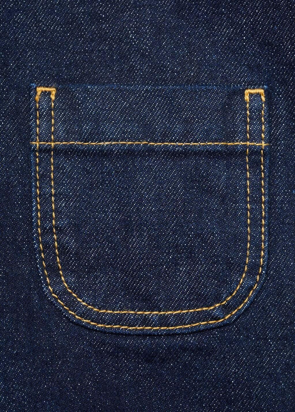 Navy High-Waisted Denim Shorts With Pockets, , large image number 4