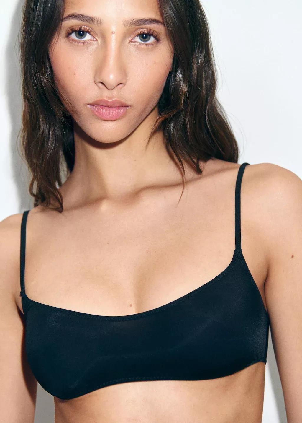 Black Thin-Strap Bra, , large image number 0