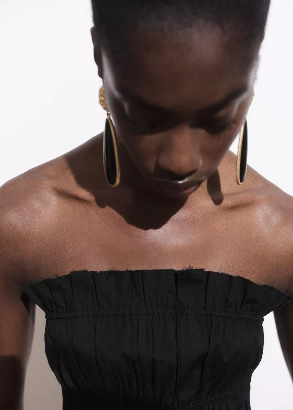 BLACK Ruched strapless top, , large image number 1
