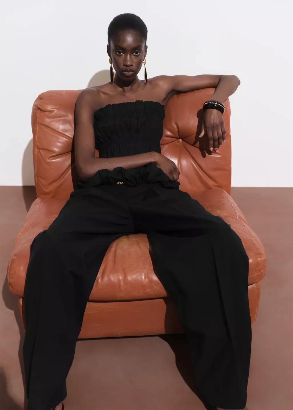 BLACK Ruched strapless top, , large image number 2