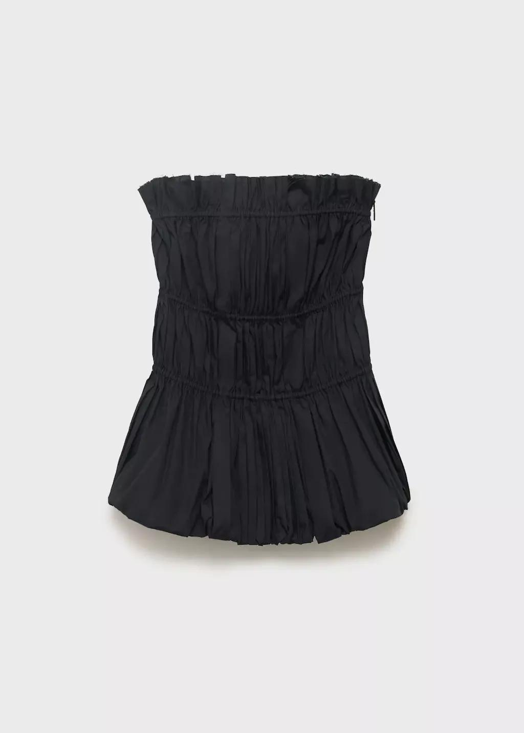 BLACK Ruched strapless top, , large image number 3