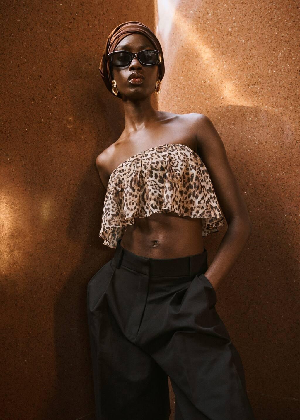 Brown Leopard-Print Crop Top, , large image number 3