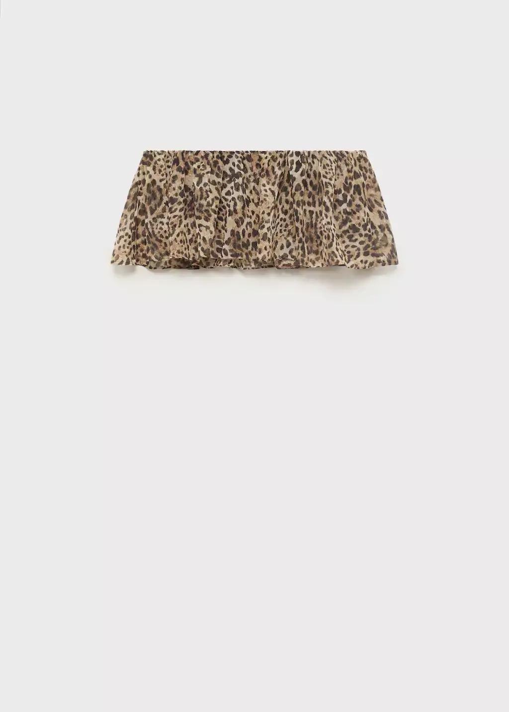 Brown Leopard-Print Crop Top, , large image number 4