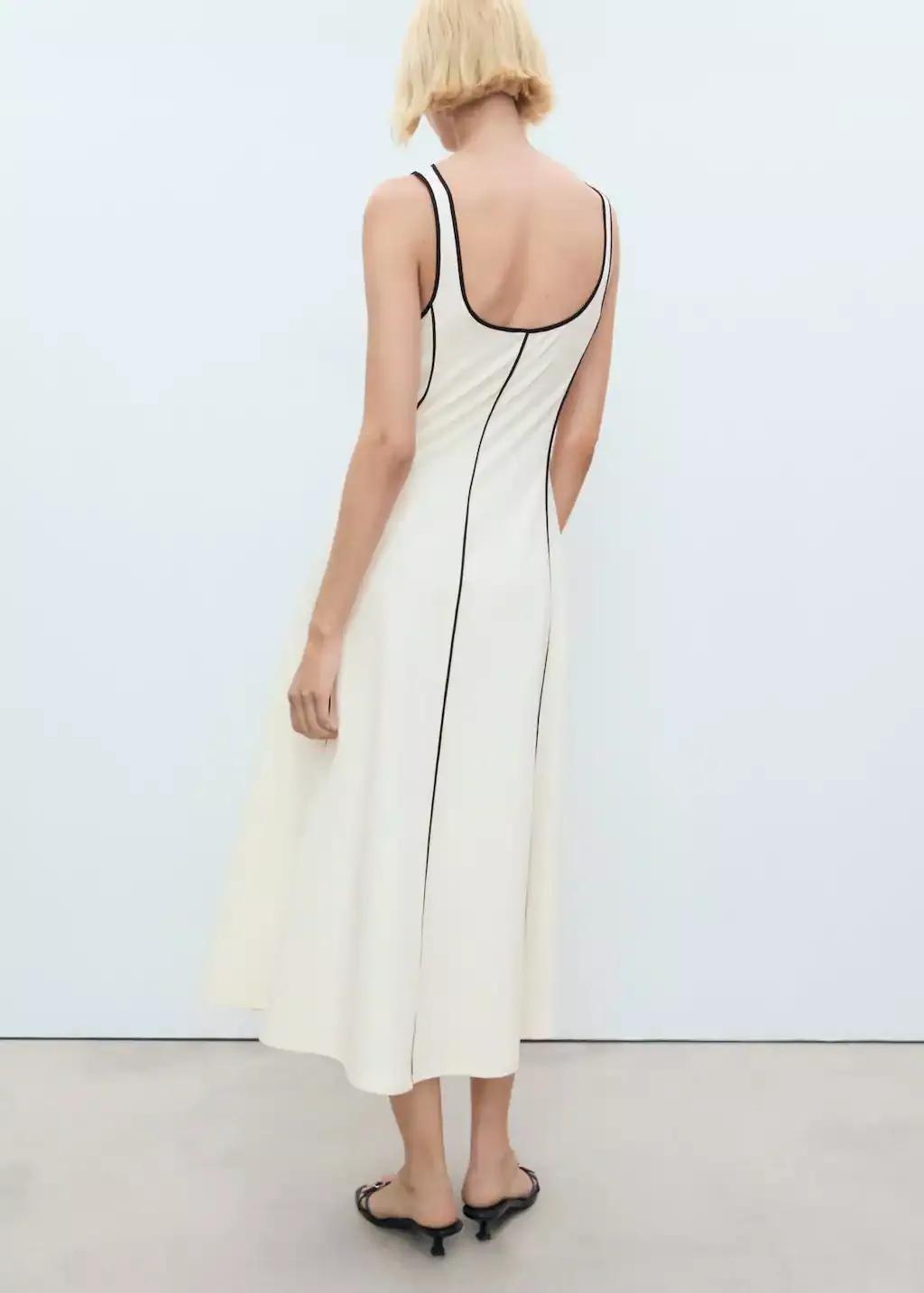 Cream Striped Cotton Dress, , large image number 5