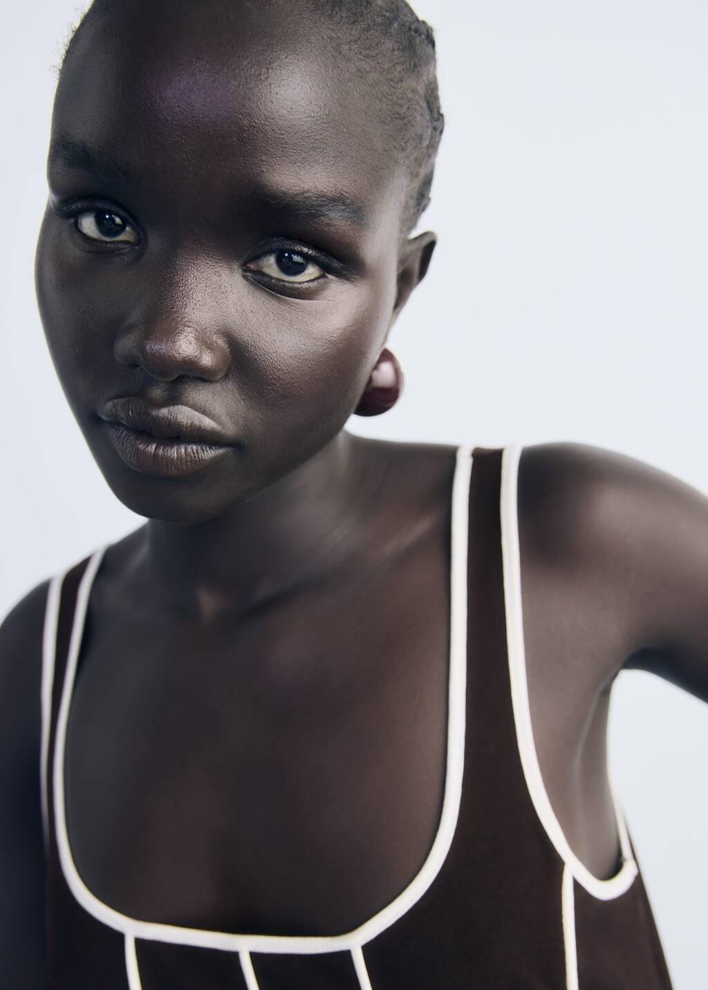 BROWN Striped cotton dress, Brown, medium