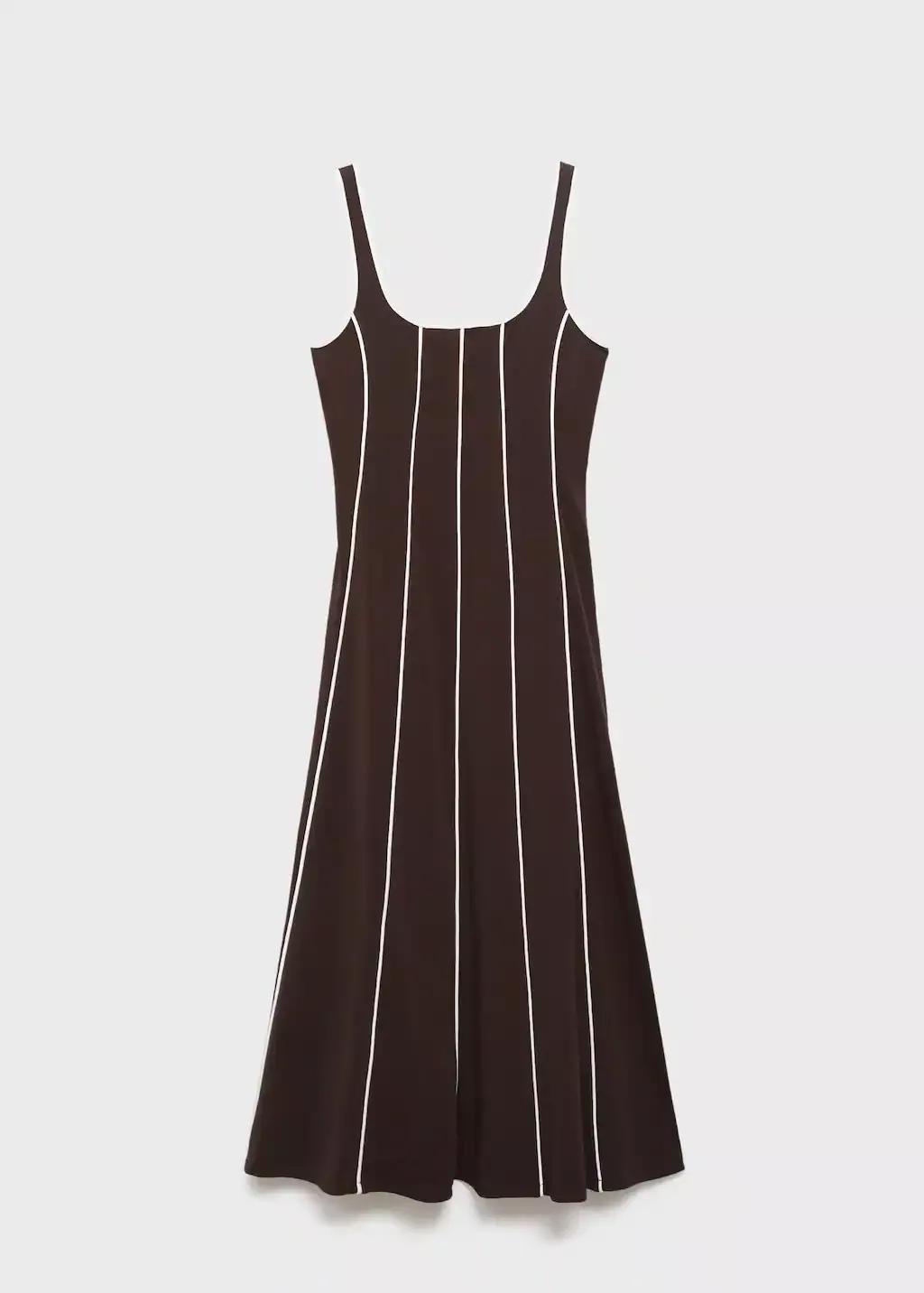BROWN Striped cotton dress, , large image number 3