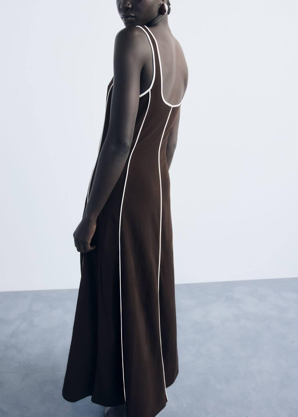 BROWN Striped cotton dress, Brown, large image number 6